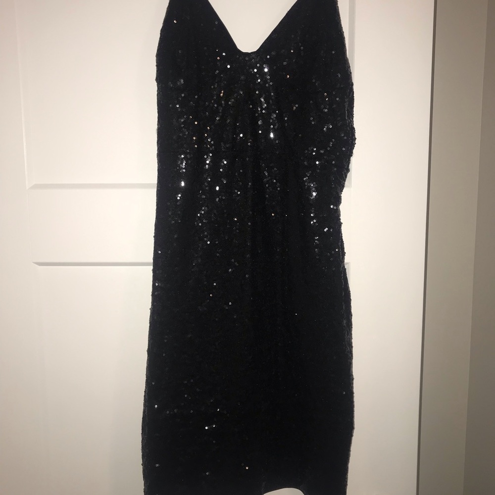 Cami Strap Black Sequin Dress